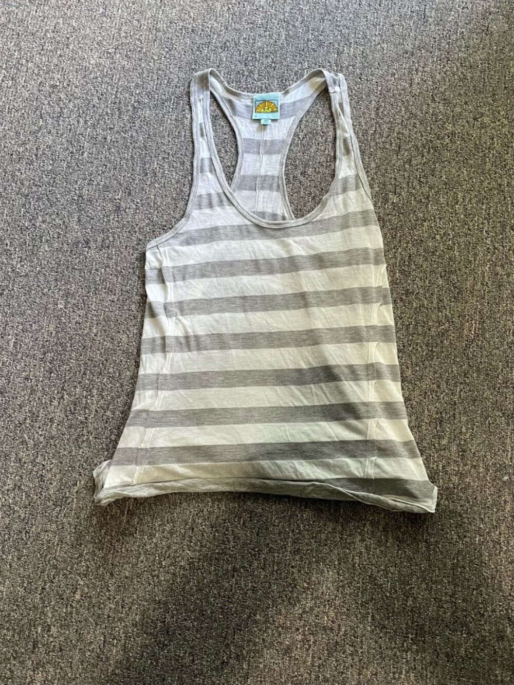 C&C California Tank top Women's Gray and White Striped Racerback Size S
